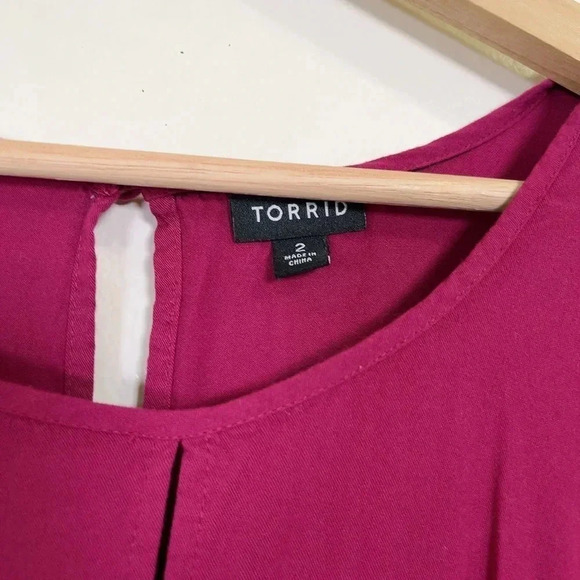 Torrid Wine Challis Tier Skater  Dress - Picture 5 of 12